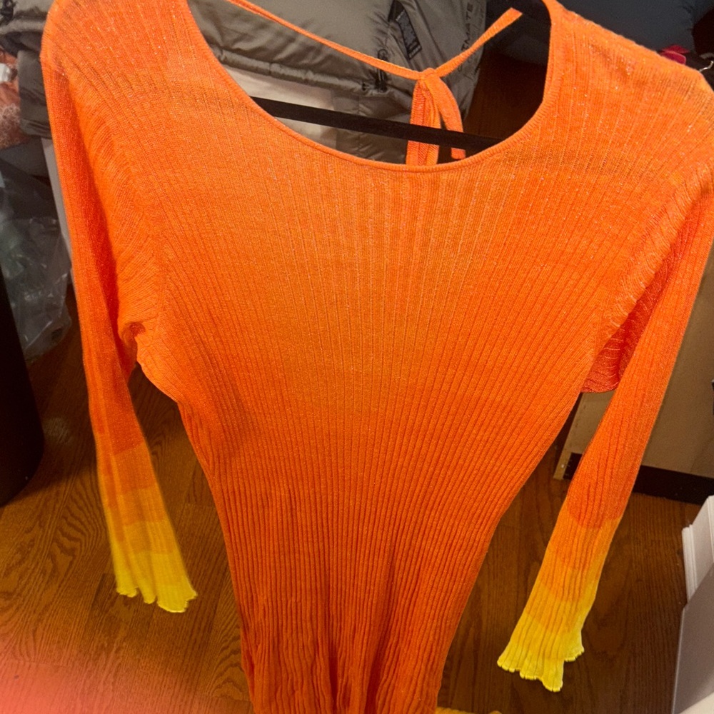 Vibrant Orange and Yellow Ombre Dress